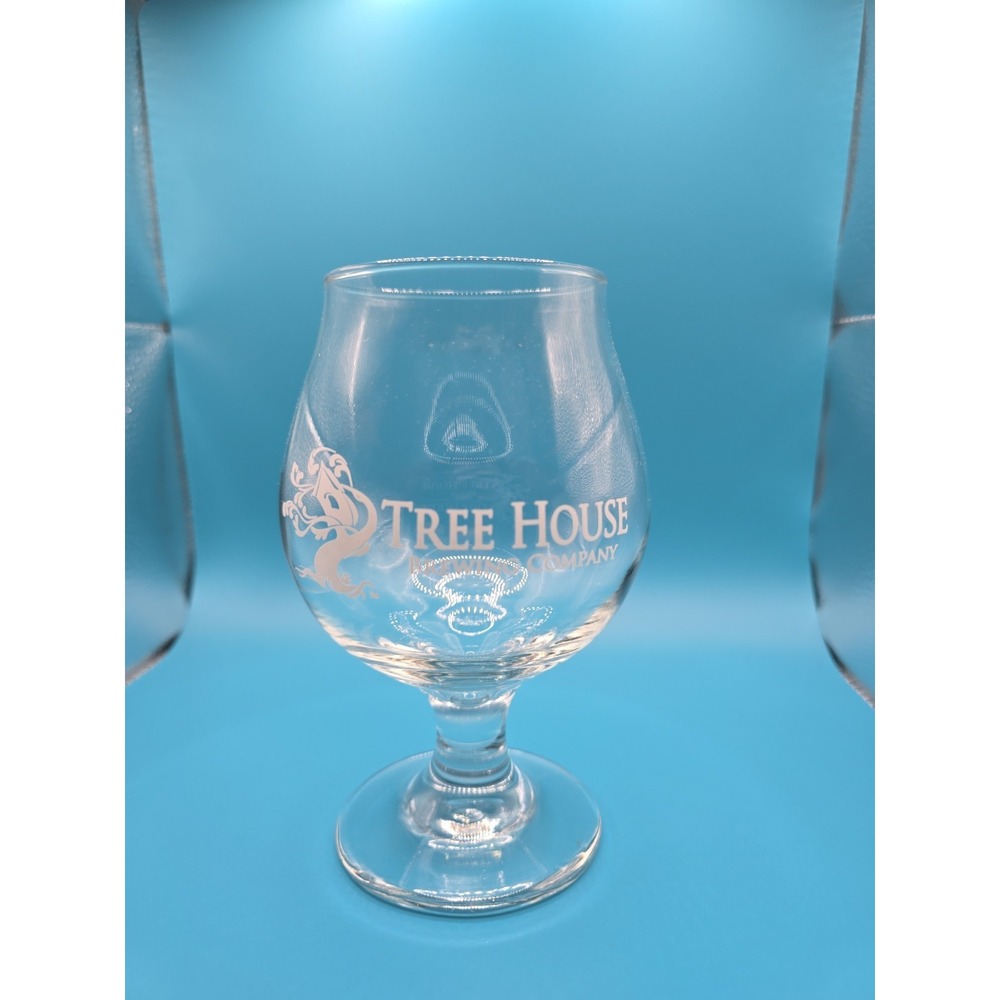 Tree House Beer Glass White Writing Tulip
